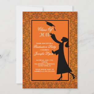 Orange Damask Abschluss Einladungsgrad Einladung