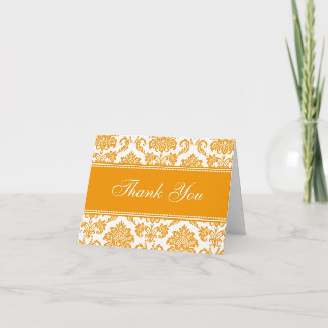 Orange Damask Dankeschön-Karten Dankeskarte (Vorderseite)