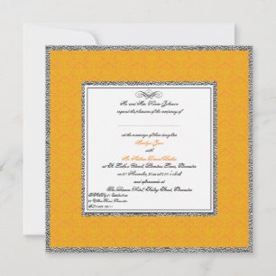 Orange Damask mit Pewter, UK, Einladung zur Hochze