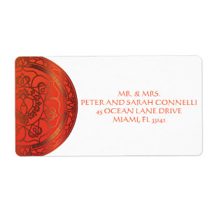 Orange Damask Shipping Labels