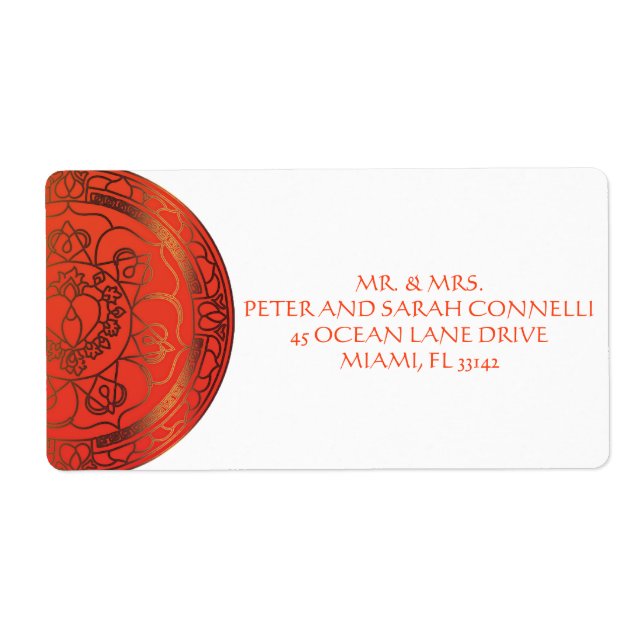 Orange Damask Shipping Labels (Vorne)