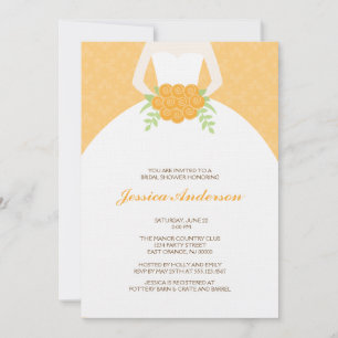 Orange Damask und Bride Brautparty Einladung