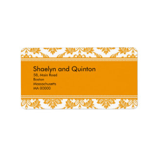 Orange Damast-Hochzeits-Adressen-Etiketten Adressaufkleber