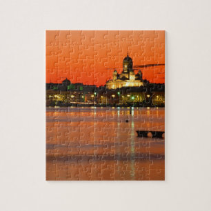 Orange Dämmerung, Helsinki, Finnland Puzzle
