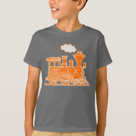 Orange Dampf Loco-Zug-individueller Name scherzt T T-Shirt