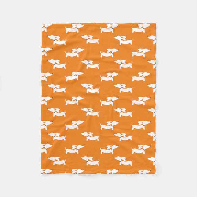 Orange Dancing Dackeln Fleece Blanket Design (Vorderseite)