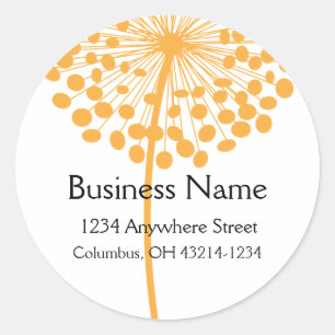 Orange Dandelion Blume Round Address Labels Runder Aufkleber
