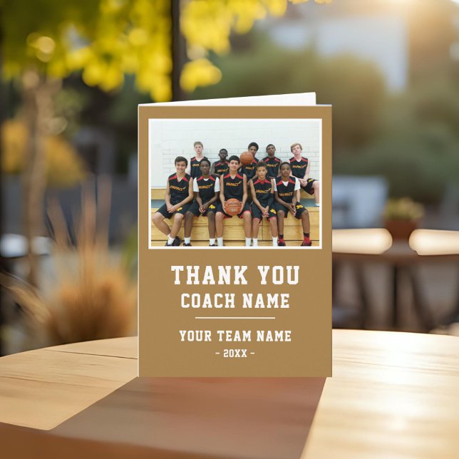 Orange Dankeschön Coach Card Team Name Foto Dankeskarte (Von Creator hochgeladen)