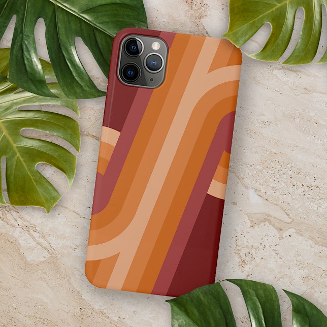 Orange Dark Maroon Red Retro Art Pattern Case-Mate iPhone Hülle (Von Creator hochgeladen)