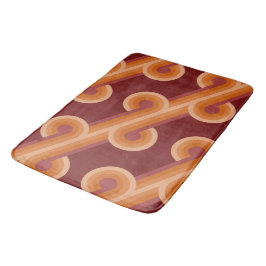 Orange Dark Maroon Red Retro Circles Art Pattern Badematte