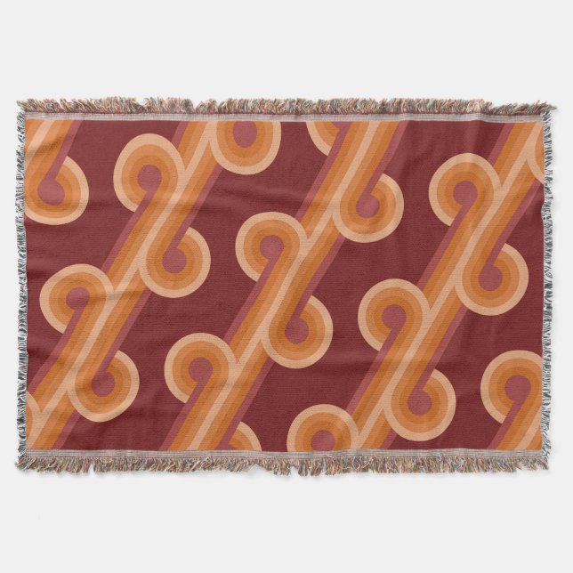 Orange Dark Maroon Red Retro Circles Art Pattern Decke (Vorderseite)