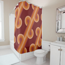 Orange Dark Maroon Red Retro Circles Art Pattern Duschvorhang