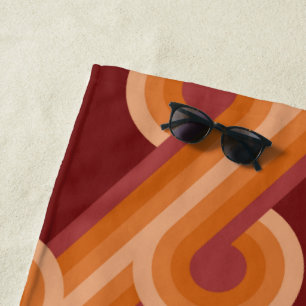 Orange Dark Maroon Red Retro Circles Art Pattern Strandtuch