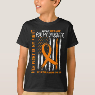 Orange Daughter Leukemia Cancer Awareness American T-Shirt
