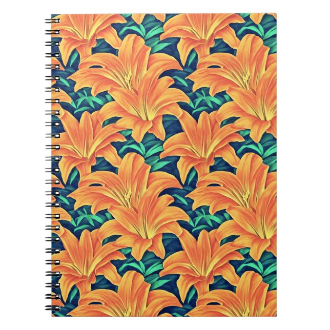 Orange Day Lilies mit grünen Blätter Notizblock (Vorderseite)