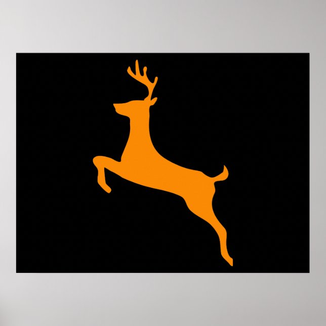 Orange Deer Silhouette Poster (Vorne)