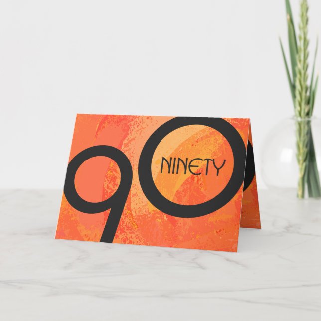 Orange Dekade 90. Geburtstag Karte (Vorderseite)