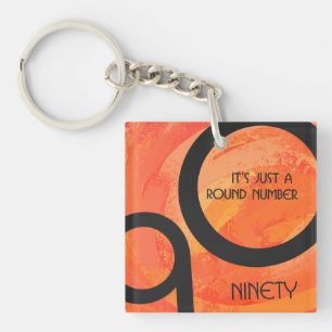 Orange Dekade 90. Geburtstag Schlüsselanhänger