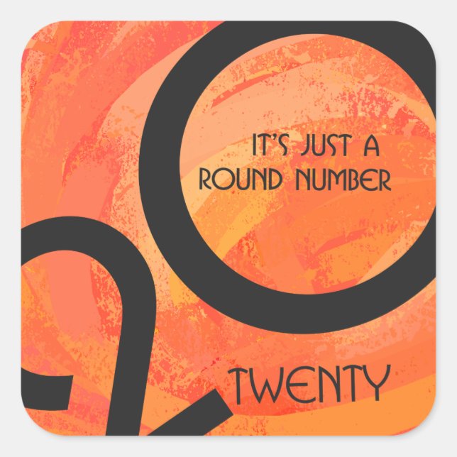 Orange Dekade Geburtstag Quadratischer Aufkleber (Vorderseite)