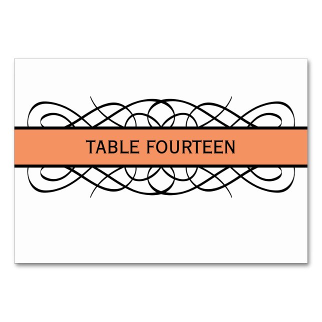 Orange Deko Blühte Table Card Tischnummer (Vorderseite)