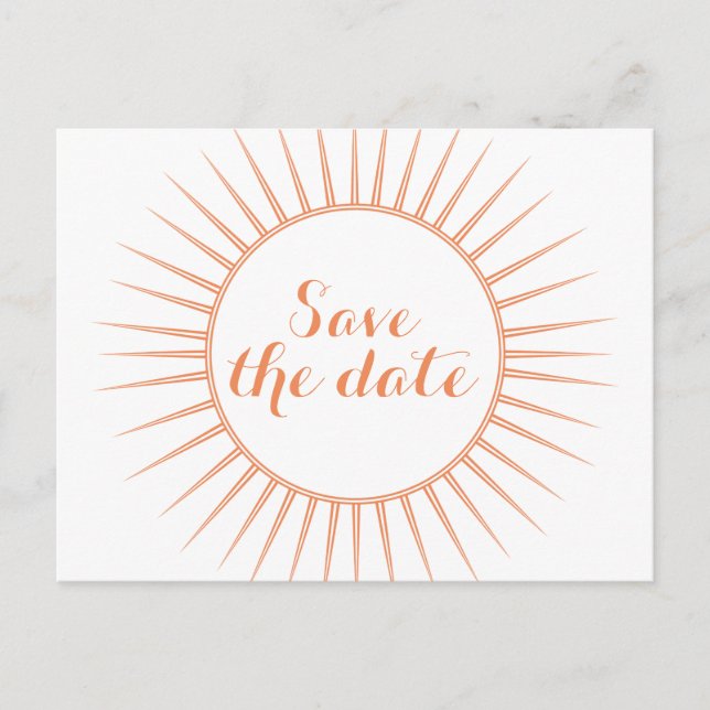 Orange Deko Retro Save the Date Postkarte (Vorderseite)