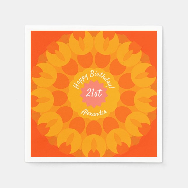 Orange Delight Kaleidoscope Napkins Serviette (Vorderseite)