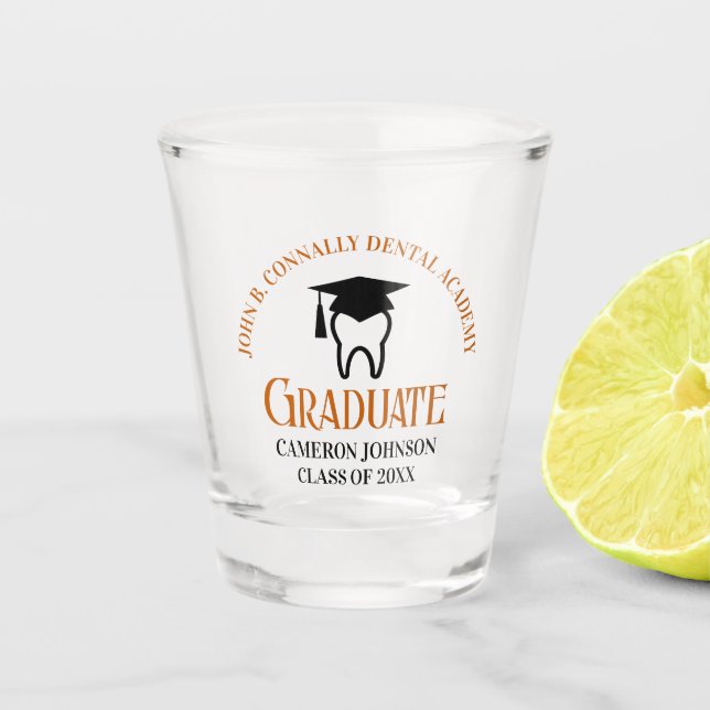 Orange Dental School Custom Dentist Abschluss Schnapsglas (Vorderseite)