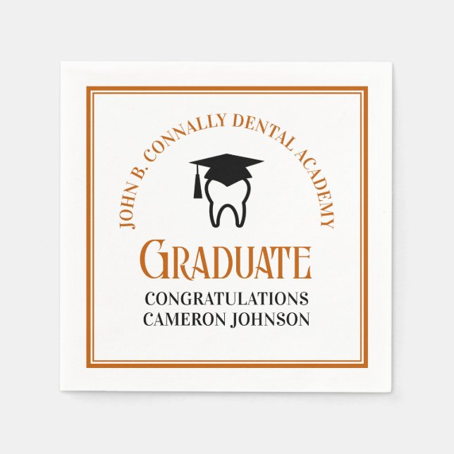 Orange Dental School Custom Graduation Party Serviette (Vorderseite)
