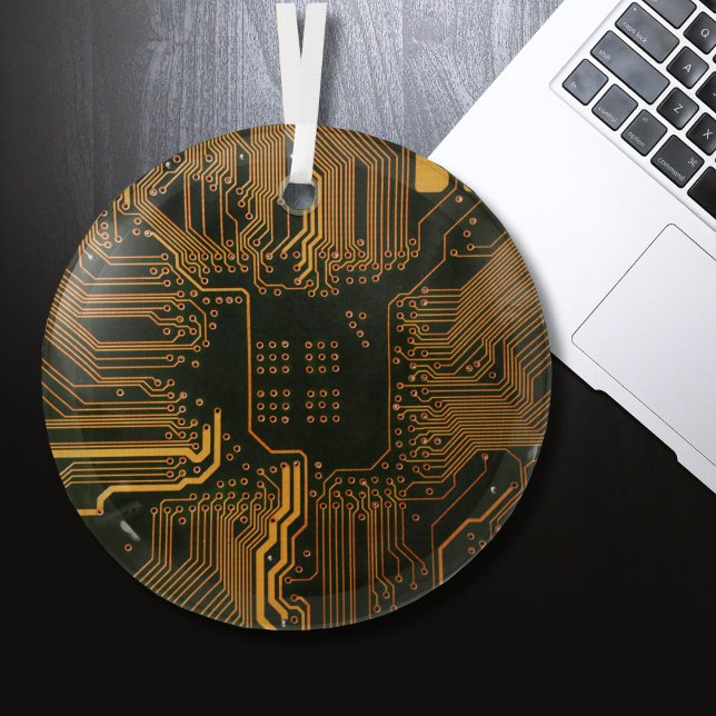 Orange der coolen Computerplatine Ornament Aus Glas (Von Creator hochgeladen)