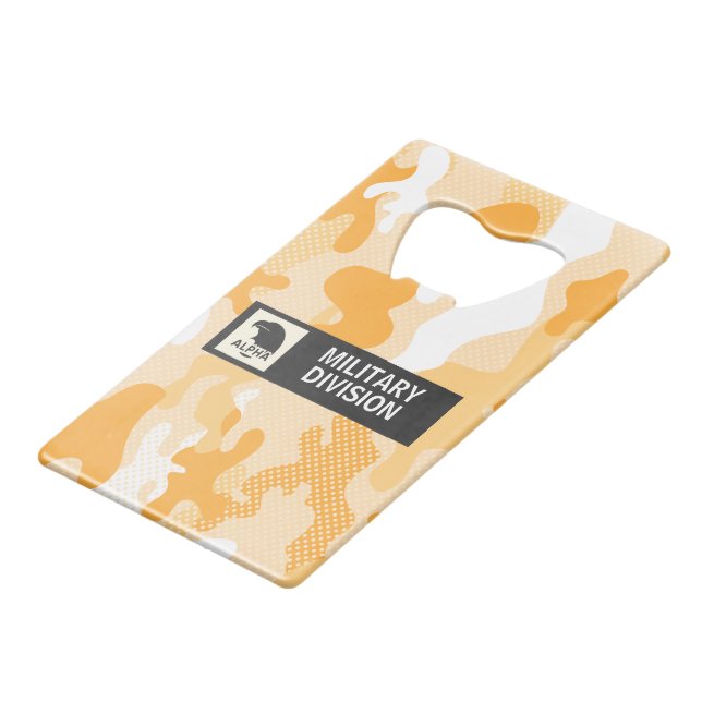 Orange Desert Camouflage Polka Dot Pattern Geldbeutel Flaschenöffner (Vorderseite Schrägansicht)