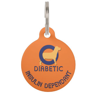 Orange Diabetic medical Alert Hund Tag Haustiermarke