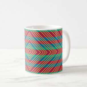 Orange Diamond Blue Red Türkise Pattern Kaffeetasse