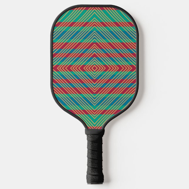 Orange Diamond Blue Red Türkise Pattern Pickleball Schläger (Vorderseite)