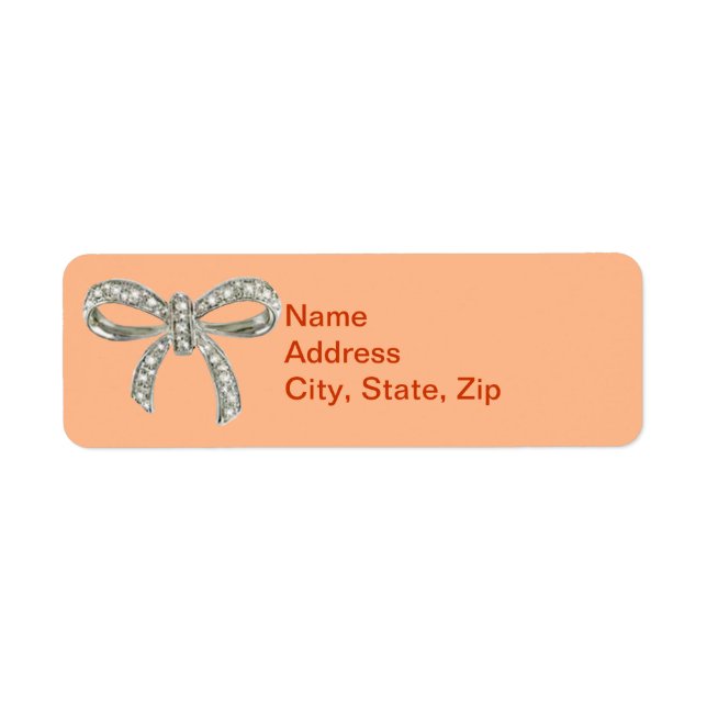 Orange Diamond Bow Wedding Address Labels (Vorne)