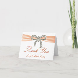 Orange Diamond Bow Wedding Dankeschön Karte