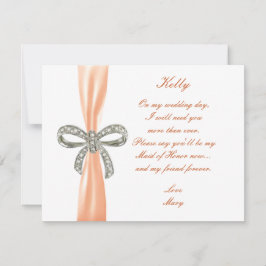 Orange Diamond Bow Wedding Trauzeugin Card Einladung