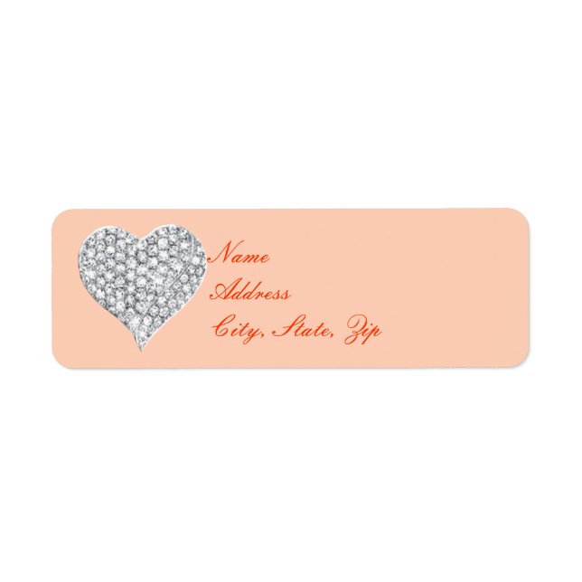 Orange Diamond Heart Address Labels (Vorne)
