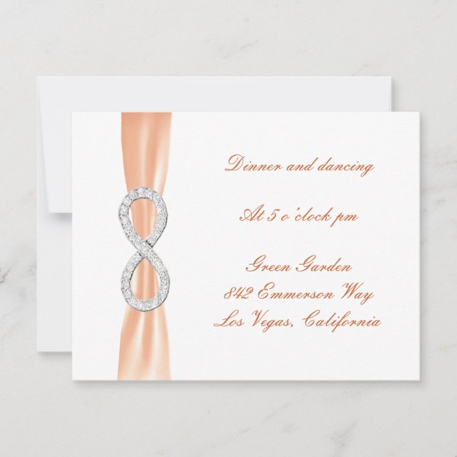 Orange Diamond Infinity Wedding Reception Card Einladung (Vorderseite)