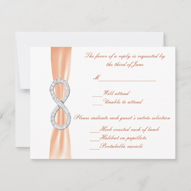 Orange Diamond Infinity Wedding Response Card RSVP Karte (Vorderseite)