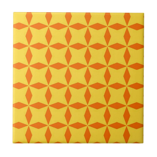 Orange Diamond Pattern Fliese (Vorderseite)