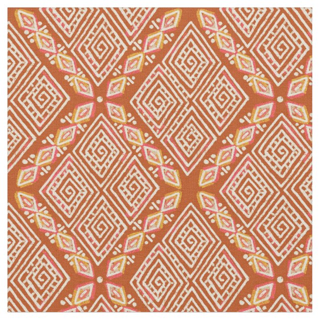 Orange Diamond Shapes Mud Tuch Inspiriert Stoff (Nahaufnahme)