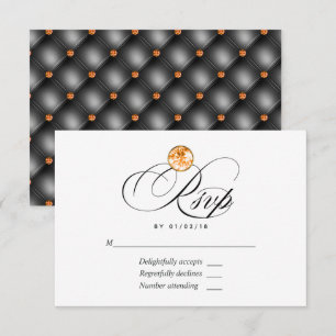 Orange Diamond Wedding RSVP Card Karte