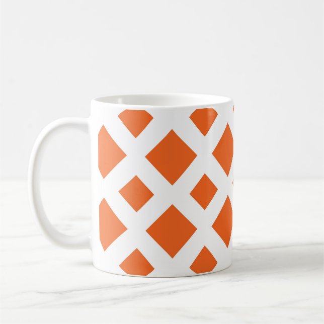 Orange Diamonds on White Kaffeetasse (Links)