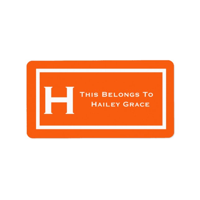 Orange Dies gehört zu Labels Camp School Book Adressaufkleber (Vorne)