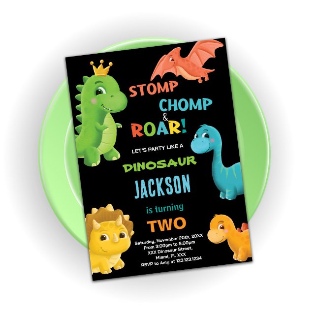 Orange Dinosaur Einladungen zum Geburtstag (Orange Dinosaur Birthday Invitations)