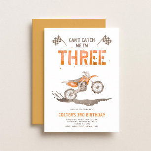 Orange Dirt Bike Dritter Geburtstag Einladung