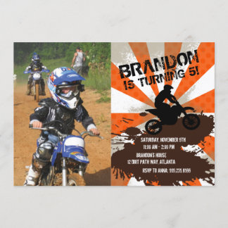 Orange Dirt Bike Einladung zum Geburtstag
