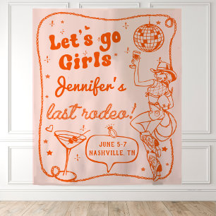 Orange Disco Cowgirl Rodeo Junggesellinnenabschied Wandteppich