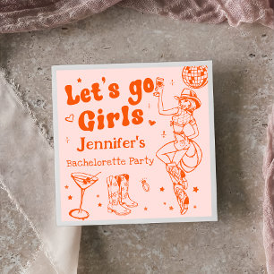 Orange Disco-Cowgirl-Rodeo-Junggesellinnenparty Serviette