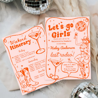 Orange Disco Rodeo Cowgirl Bachelorette Einladung